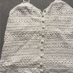 Sezane White Crochet Top